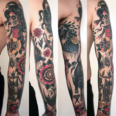 60 de la manga del tatuaje tradicional diseños para los hombres - Ideas de tinta vieja escuela ...