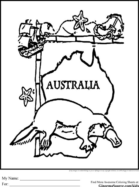 Australia Map Coloring Page