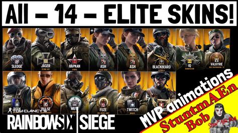 ALL 14 ELITE SKINS - Rainbow Six Siege MVP ANIMATIONS - YouTube