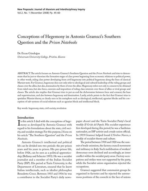 (PDF) Conceptions of Hegemony in Antonio Gramsci’s Southern Question ...