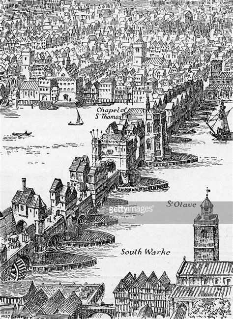 Old London Bridge - Elizabethan drawing. London Pride, London Map, London Town, London England ...