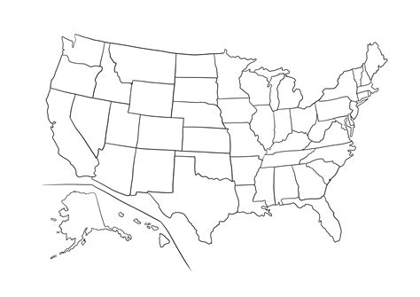 Mapa konturowa USA do wydrukowania za darmo i w kolorze