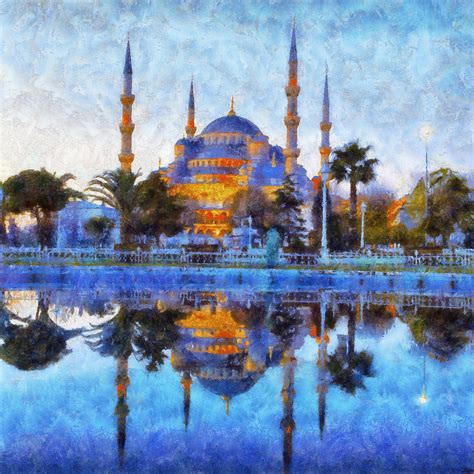 Istanbul Blue Mosque Painting by Lilia D - Pixels