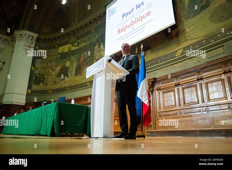 French minister of education Jean-Michel Blanquer delivers a speech ...