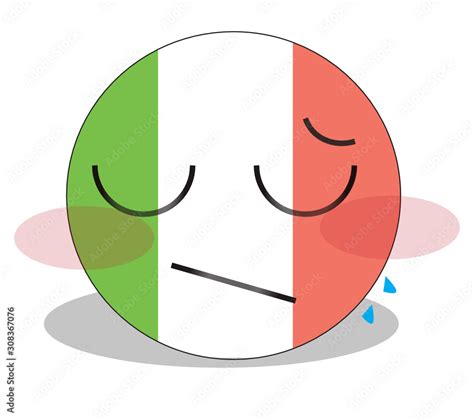 Sad disappointed Italian flag emoji. Italian flag emoticon face with a ...