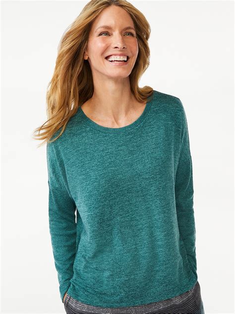 Joyspun Women's Long Sleeve Sleep Top, Sizes up to 3X - Walmart.com