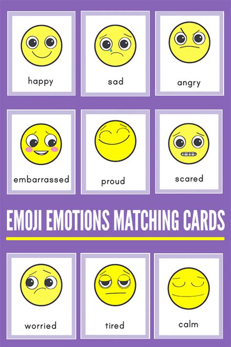 Emoji Emotions Matching Cards for Exploring Feelings & Emotions