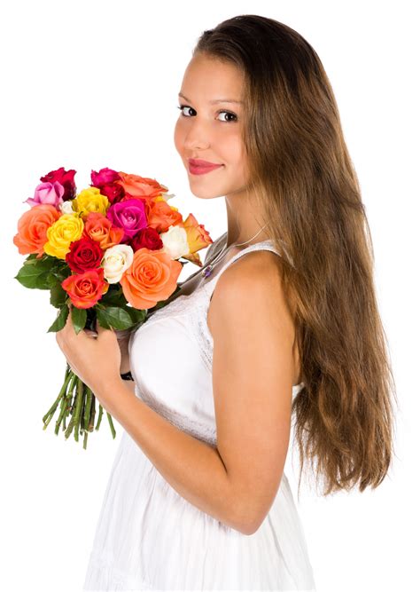Woman With Flowers Bouquet Free Stock Photo - Public Domain Pictures