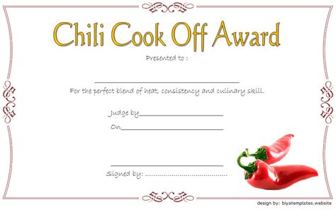 Chili Cook Off Certificate Template - 10+ Best Ideas