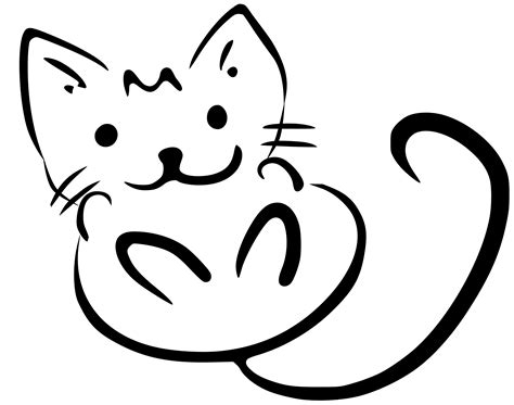 Little Kitten Outline Drawing Vector Clipart image - Free stock photo - Public Domain photo ...