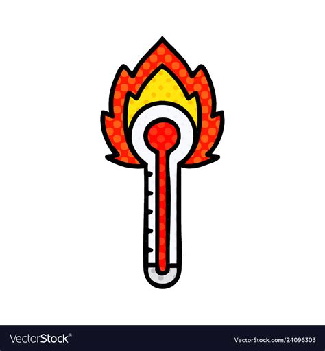 Comic book style cartoon hot glass thermometer Vector Image