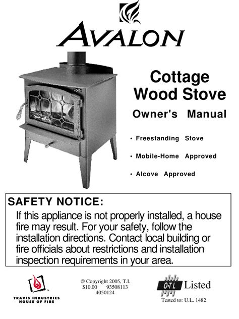 Avalon Wood Stove Manual