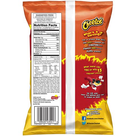 Cheetos Puffs Nutrition Facts Label - Bios Pics