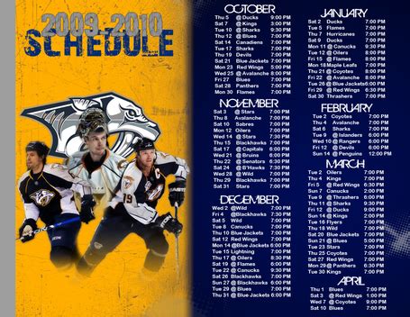 Nashville Predators 09-10 printable schedule and wallpaper - On the ...