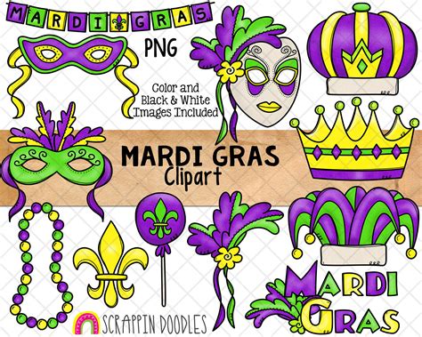 Mardi Gras Clipart New Orleans Party Clip Art Fleur De Lis Carnival Crown Sublimation PNG - Etsy