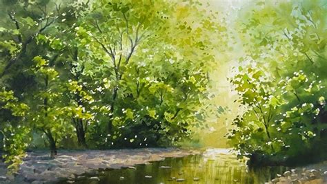 "Summer stream" Watercolor landscape painting - YouTube | Watercolor ...