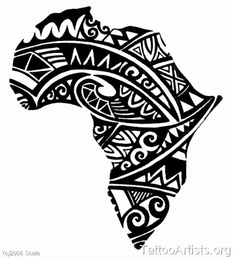 Black African Map Tattoo Design