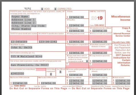 2019 1099-MISC/1096 IRS Copy A Form Print Template for Word - Etsy