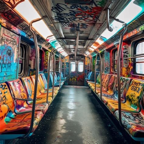 Premium Photo | Graffiti on a subway train with the word graffiti on the wall.