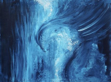 Deep Sea Dragon in Cool Blue - Acrylic Painting on Canvas, Abstract Art ...