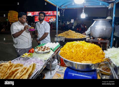 Street food stall selling Atho noodles in Trichy, Tamil Nadu, India Stock Photo - Alamy