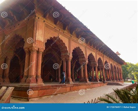 Colourful Old Architecture Inside Red Fort In Delhi India During Day ...