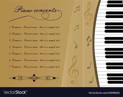 Piano concert program template with cut out Vector Image