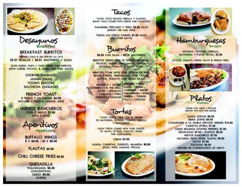 Menu at La Esperanza restaurant, Lafayette, Centaur Village Dr