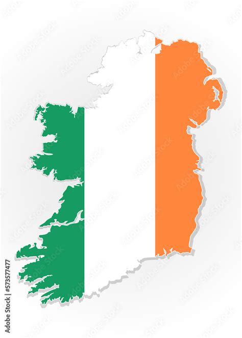 Map of the Republic of Ireland with national flag isolated on white ...