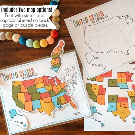 United States Map Puzzle Printable U.S. Map Activity Kids | Etsy