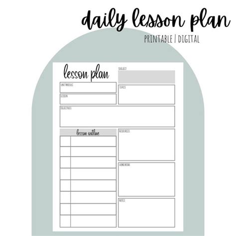 Daily Lesson Planner Printable Lesson Plan Digital Lesson - Etsy