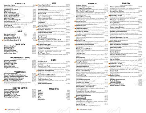 Menu at Dragon Palace restaurant, Phoenix