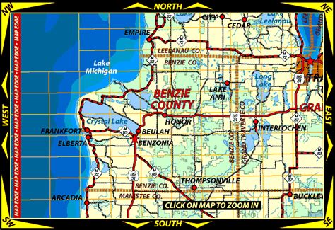 Map of Benzie County, Michigan, including maps of Benzonia, Beulah, Honor, Frankfort, Elberta ...