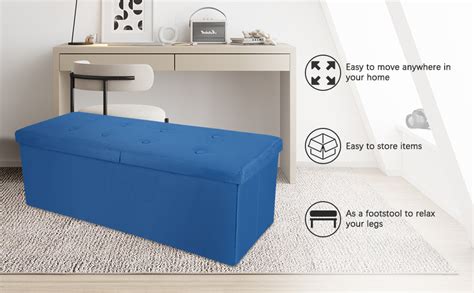 Amazon.com: ECOMEX 43 Inch Folding Storage Ottoman with Filpping Lids ...