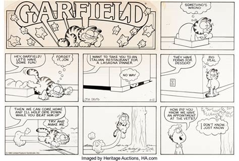 Jim Davis Garfield Sunday Comic Strip Original Art dated 6-12-83 United Feature Syndicate, 1983 ...