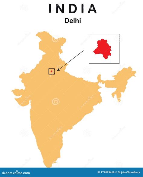 Delhi Map. Vector Illustration of Delhi Map Stock Vector - Illustration of capital, isolated ...