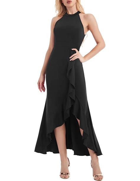 Women's Wedding Guest Black Formal Dress Special Occasion Split Elegant ...