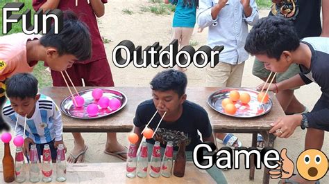 Pick Up And Put By Chopsticks With Mouth | Fun Outdoor Games - YouTube