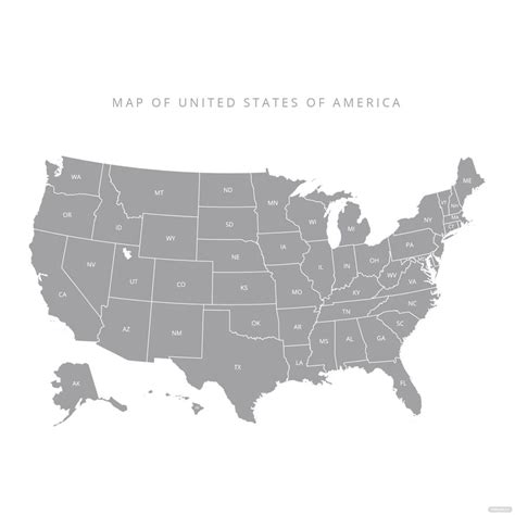 Grey Map Vector of United States in Illustrator, SVG, JPG, EPS, PNG - Download | Template.net