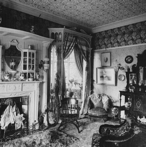 Victorian drawing-room, 1890, with William Morris wallpaper and carpet [x} Victorian House ...
