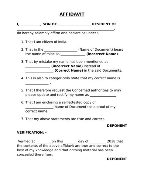 Name Correction Affidavit | Get it online - eDrafter.in