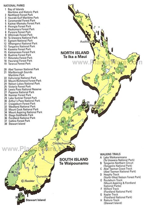 Map of New Zealand National Parks & Walking Trails | PlanetWare