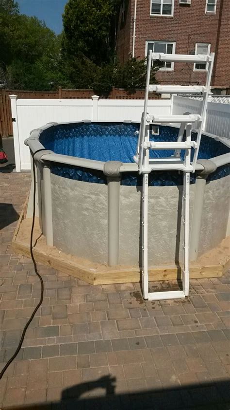 This picture is an example of installing your pool on concrete. The installer used the sandbox ...