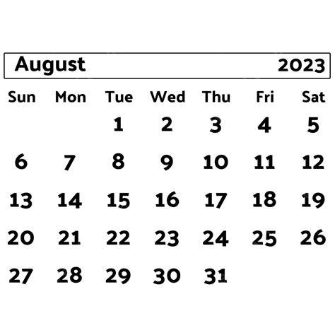 New August 2023 Calendar PNG, Vector, PSD, and Clipart With Transparent ...