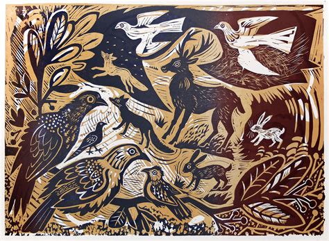 Mark Hearld 'Fauna' linocut | Linocut, Woodcuts prints, Painting