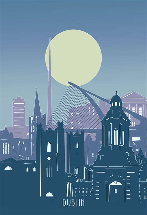 Dublin Skyline Minimal 2 Digital Art by Bekim M - Fine Art America