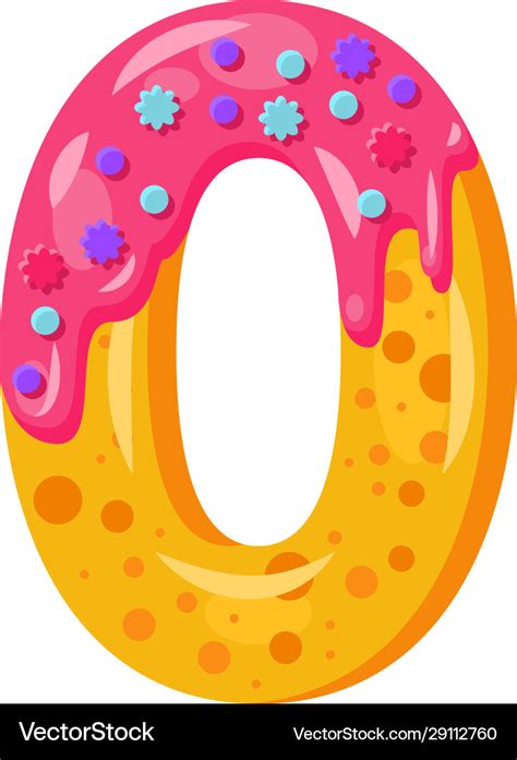 Donut cartoon zero number Royalty Free Vector Image