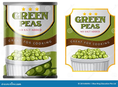 Organic Pea Food Cans Collection Stock Vector - Illustration of clipart, green: 281648496