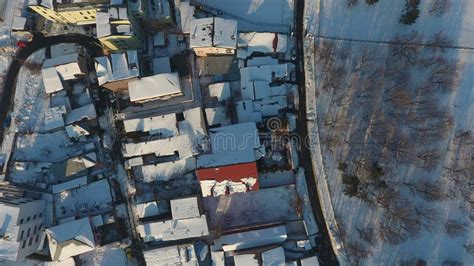 White roofs with snow stock photo. Image of drones, covered - 119479772