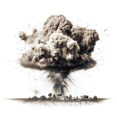 Premium AI Image | Atomic bomb mushroom cloud explosion on white background